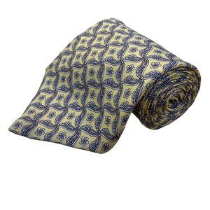 Bert Pullitzer  Yellow & Navy Silk Mens Patterned Tie By Beau Ties